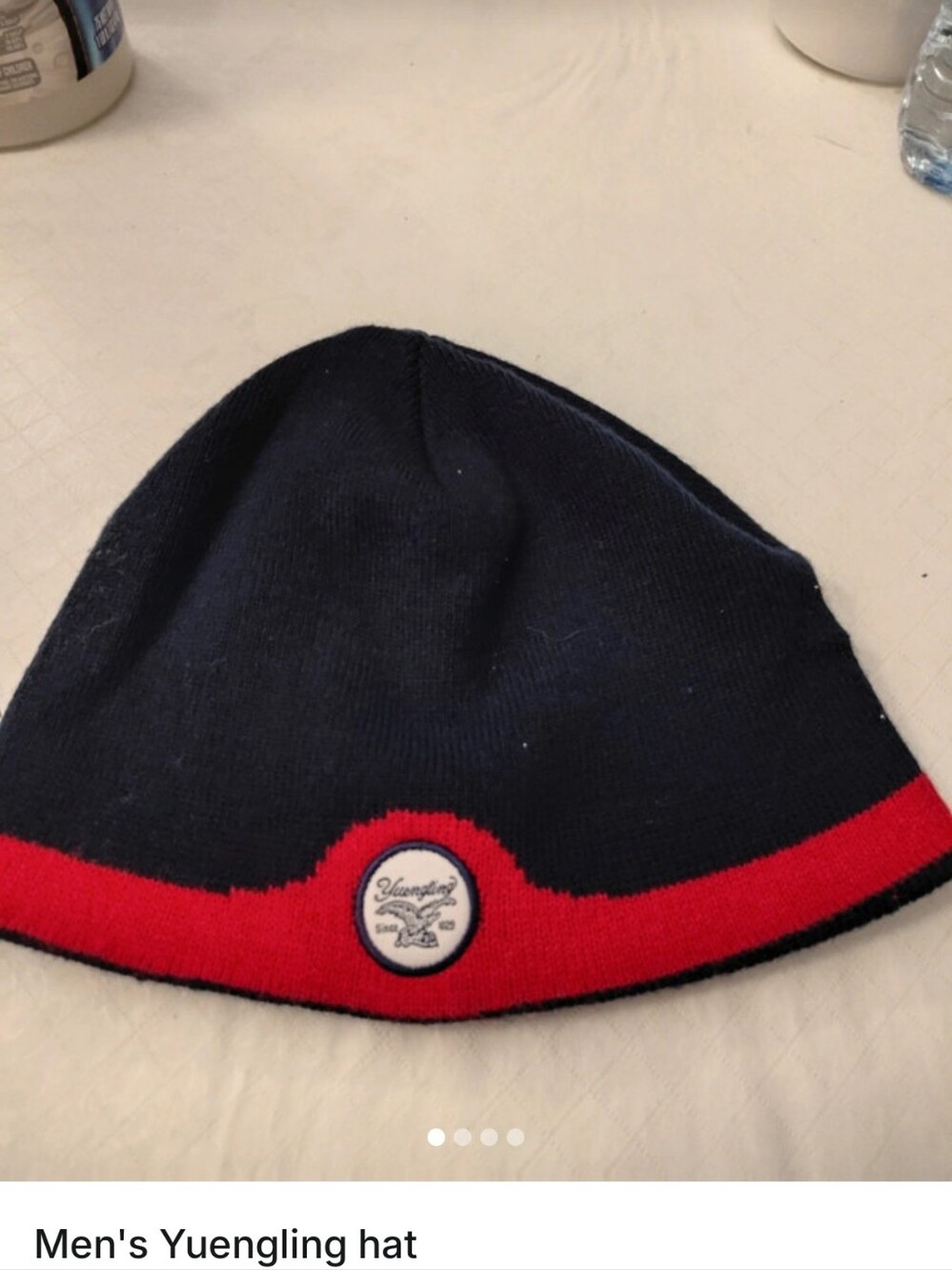 Men's Navy and Red Beanie Hat